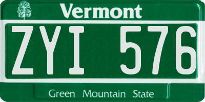 VT license plate ZYI576