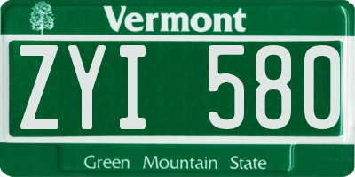 VT license plate ZYI580