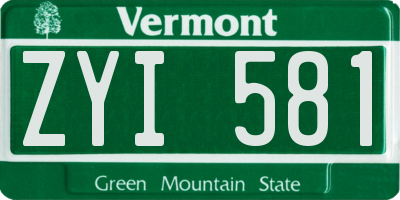 VT license plate ZYI581
