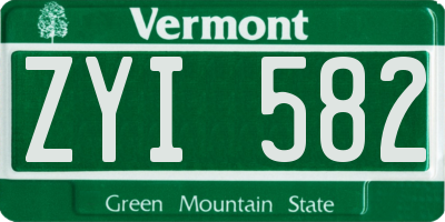 VT license plate ZYI582