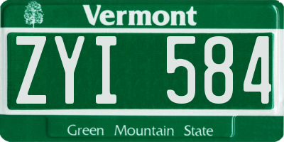 VT license plate ZYI584