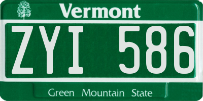 VT license plate ZYI586