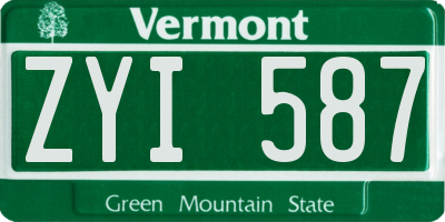 VT license plate ZYI587