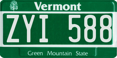 VT license plate ZYI588