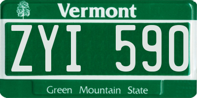 VT license plate ZYI590