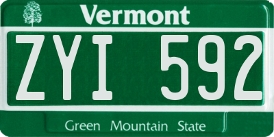 VT license plate ZYI592