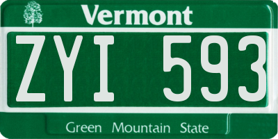 VT license plate ZYI593
