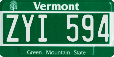 VT license plate ZYI594