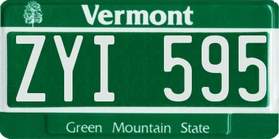 VT license plate ZYI595