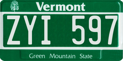 VT license plate ZYI597