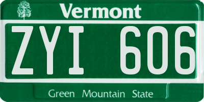 VT license plate ZYI606
