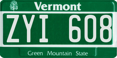 VT license plate ZYI608