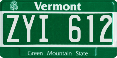 VT license plate ZYI612