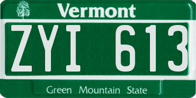 VT license plate ZYI613