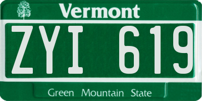 VT license plate ZYI619
