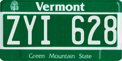 VT license plate ZYI628