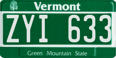 VT license plate ZYI633