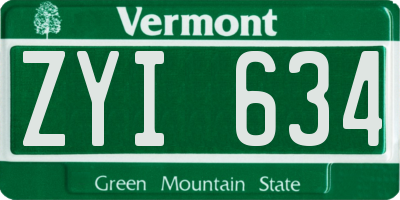 VT license plate ZYI634