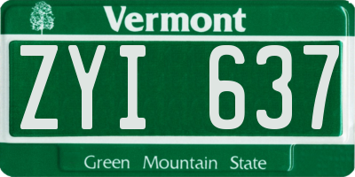 VT license plate ZYI637