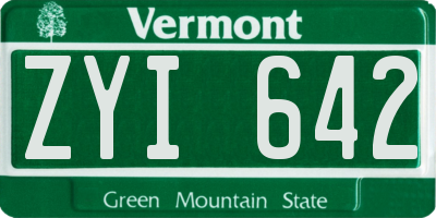 VT license plate ZYI642