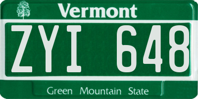 VT license plate ZYI648