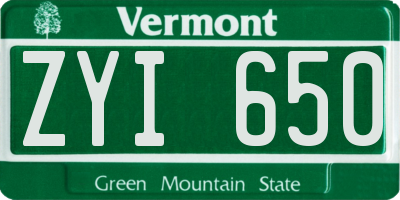 VT license plate ZYI650