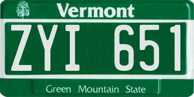 VT license plate ZYI651