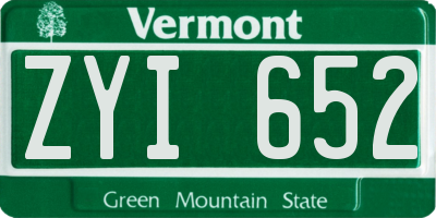 VT license plate ZYI652