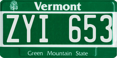 VT license plate ZYI653