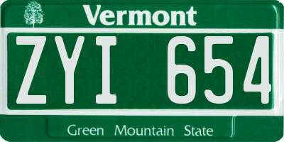 VT license plate ZYI654