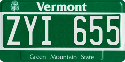 VT license plate ZYI655