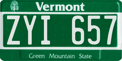 VT license plate ZYI657