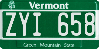 VT license plate ZYI658