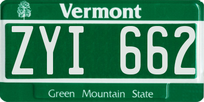 VT license plate ZYI662