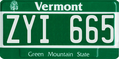 VT license plate ZYI665