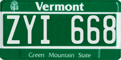 VT license plate ZYI668
