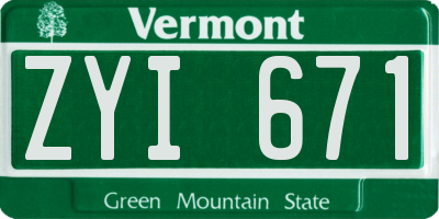 VT license plate ZYI671