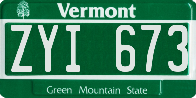 VT license plate ZYI673