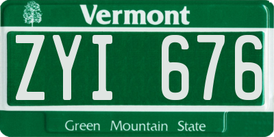 VT license plate ZYI676