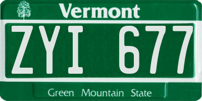 VT license plate ZYI677