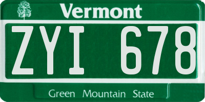 VT license plate ZYI678