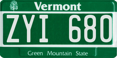 VT license plate ZYI680