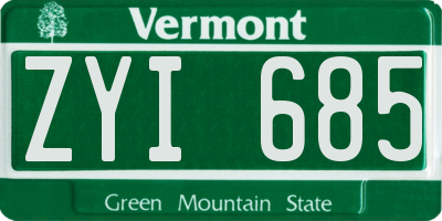 VT license plate ZYI685