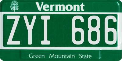 VT license plate ZYI686