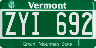 VT license plate ZYI692