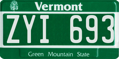 VT license plate ZYI693