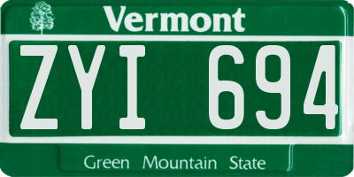 VT license plate ZYI694