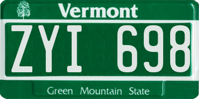 VT license plate ZYI698