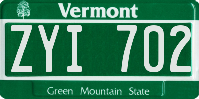 VT license plate ZYI702