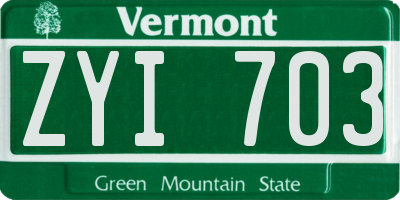 VT license plate ZYI703